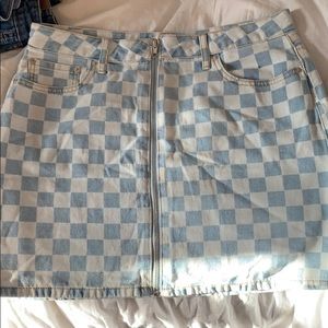 Jean checkered skirt
